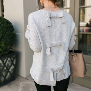 HALOGEN Grey Bow Back Sweater